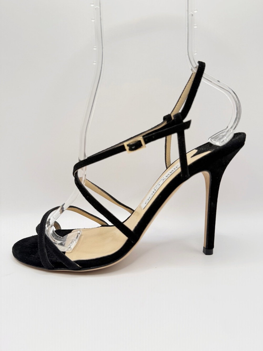 Authentic Jimmy Choo Black Suede Elaine Strappy Sandals High Heels Stiletto - Picture 4 of 15